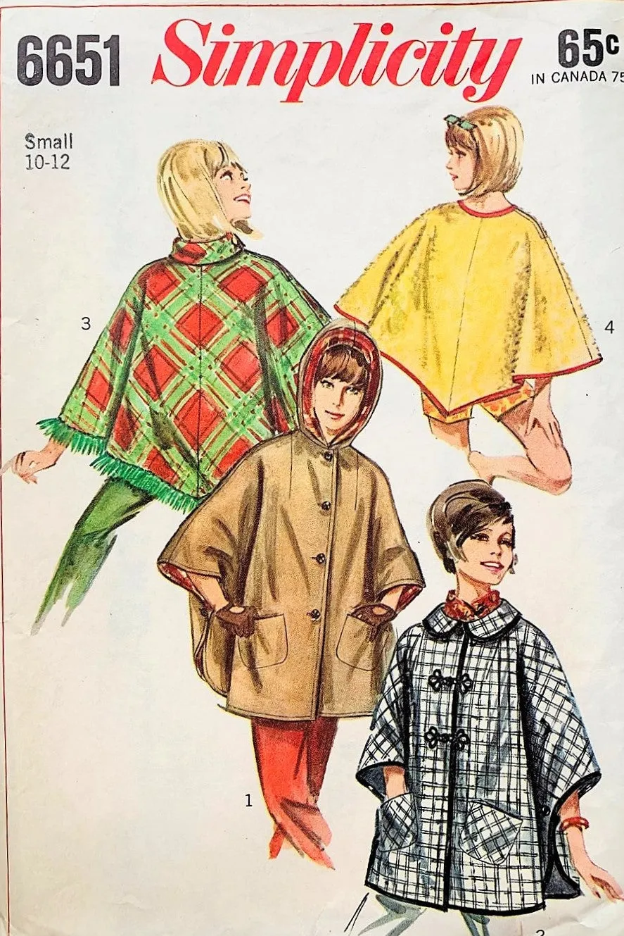 Vintage Sewing Pattern for 1960s Ponchos