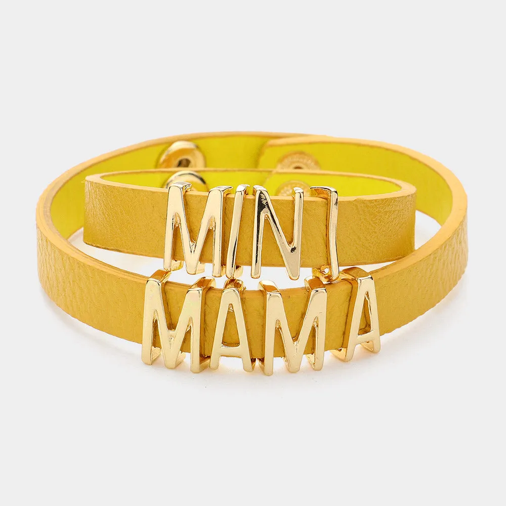 iLLASPARKZ 2PCS MINI MAMA Message Faux Leather Button Snap Bracelets Set