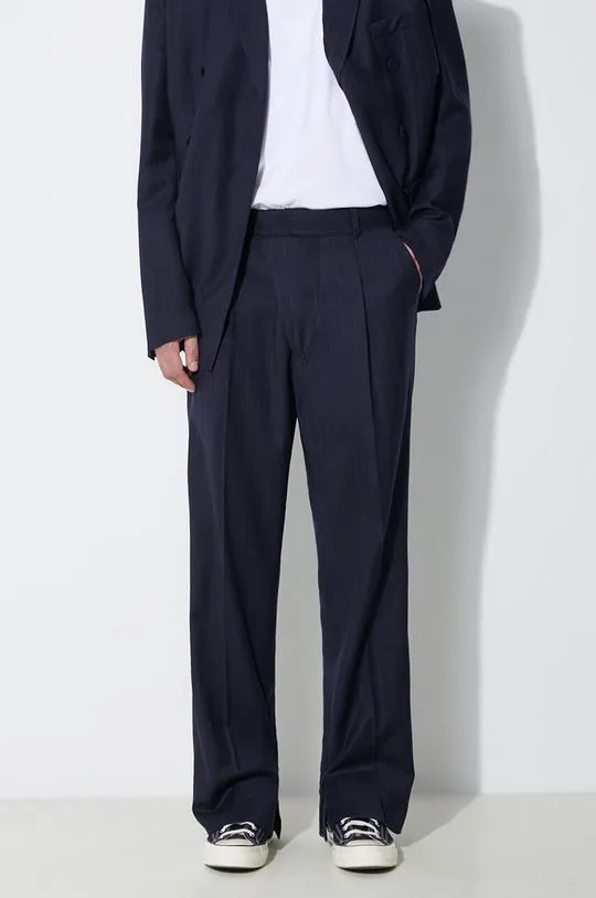 Navy Blue 424 Wool Trousers Straight Leg Pants FF4SMT10BP-TR351.560