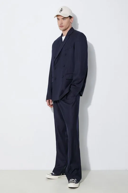 Navy Blue 424 Wool Trousers Straight Leg Pants FF4SMT10BP-TR351.560