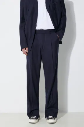 Navy Blue 424 Wool Trousers Straight Leg Pants FF4SMT10BP-TR351.560