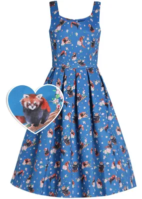 Blue Amanda Red Panda 50's Swing Dress by Dolly & Dotty