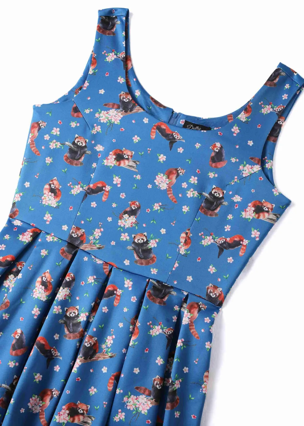 Blue Amanda Red Panda 50's Swing Dress by Dolly & Dotty