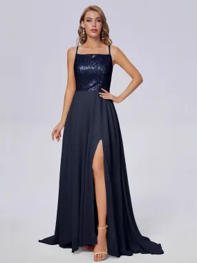 Alaina Sexy Slit Sequin Bridesmaid Dress