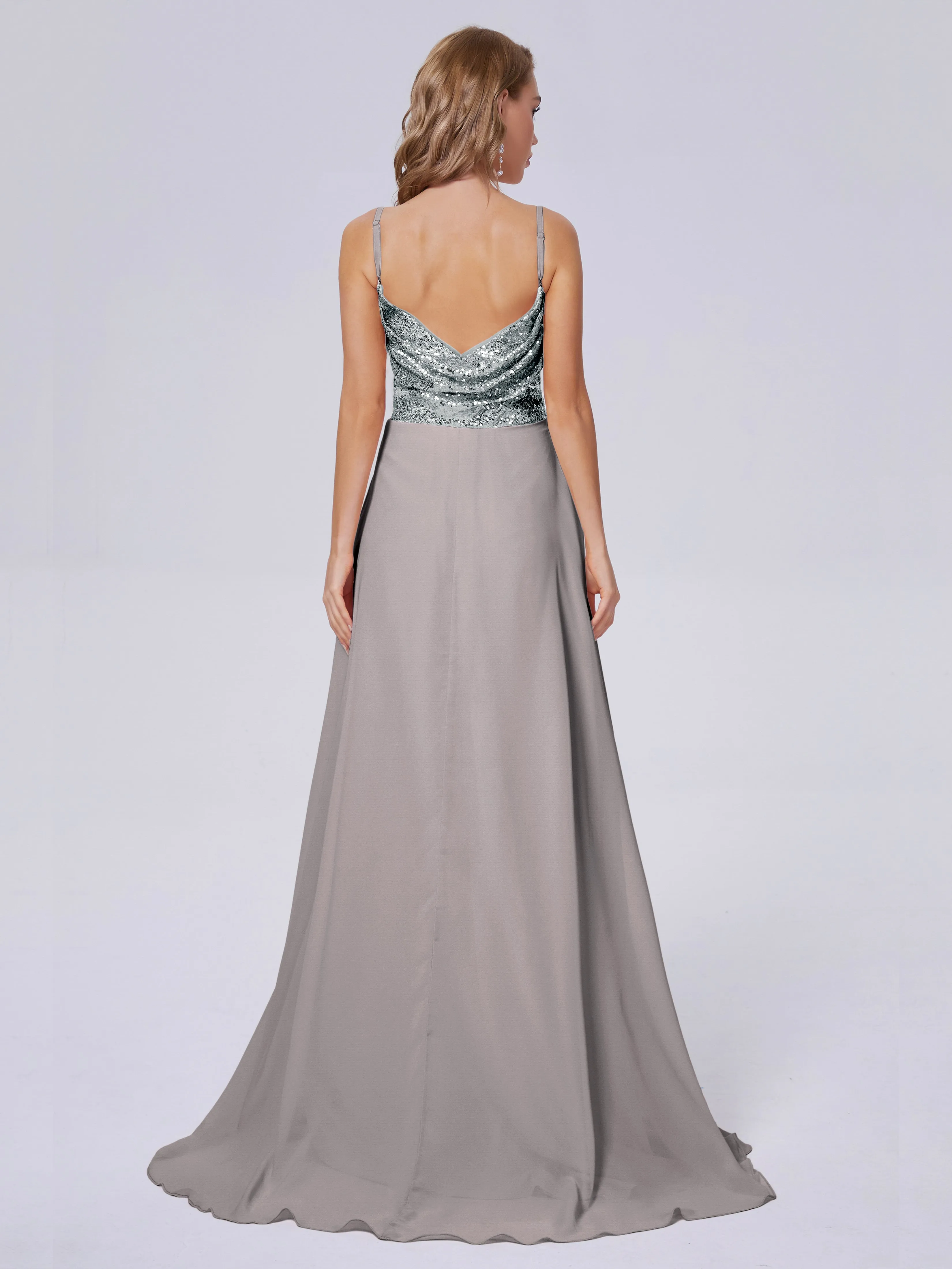 Alaina Sexy Slit Sequin Bridesmaid Dress