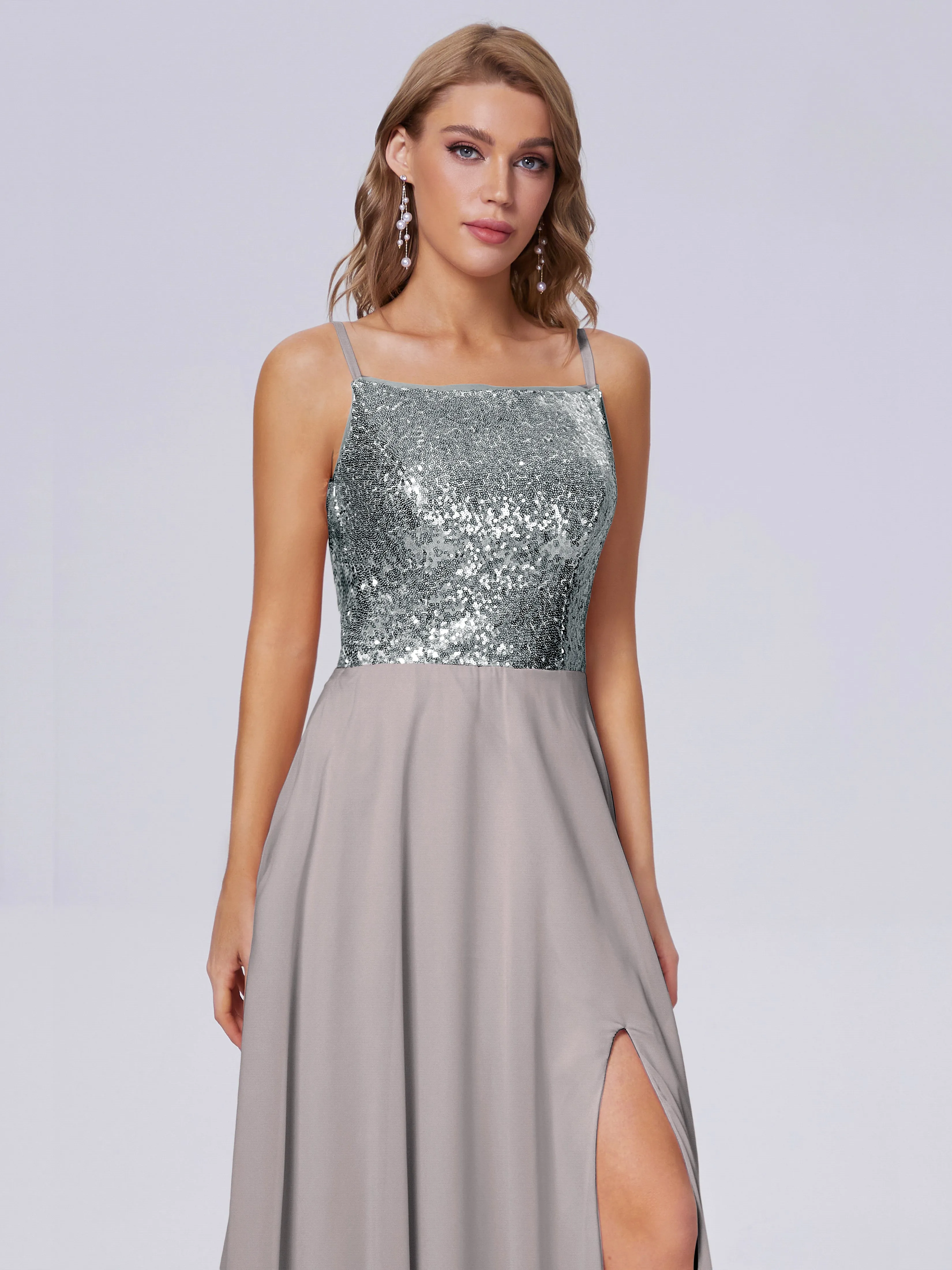 Alaina Sexy Slit Sequin Bridesmaid Dress