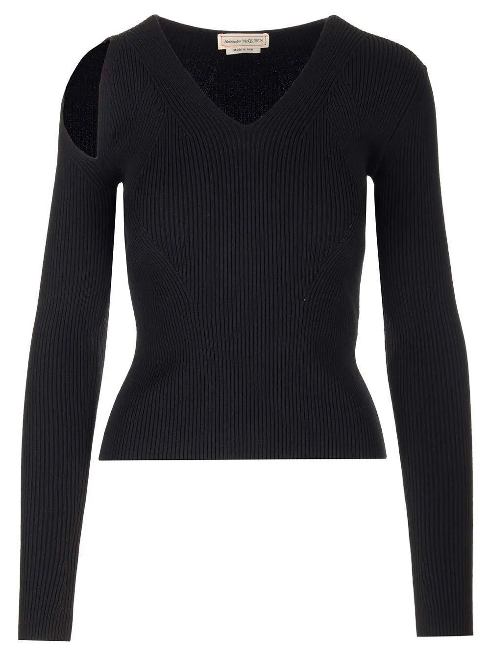 Wool Rib V-Neck Party-Style Top by alexander mcqueen