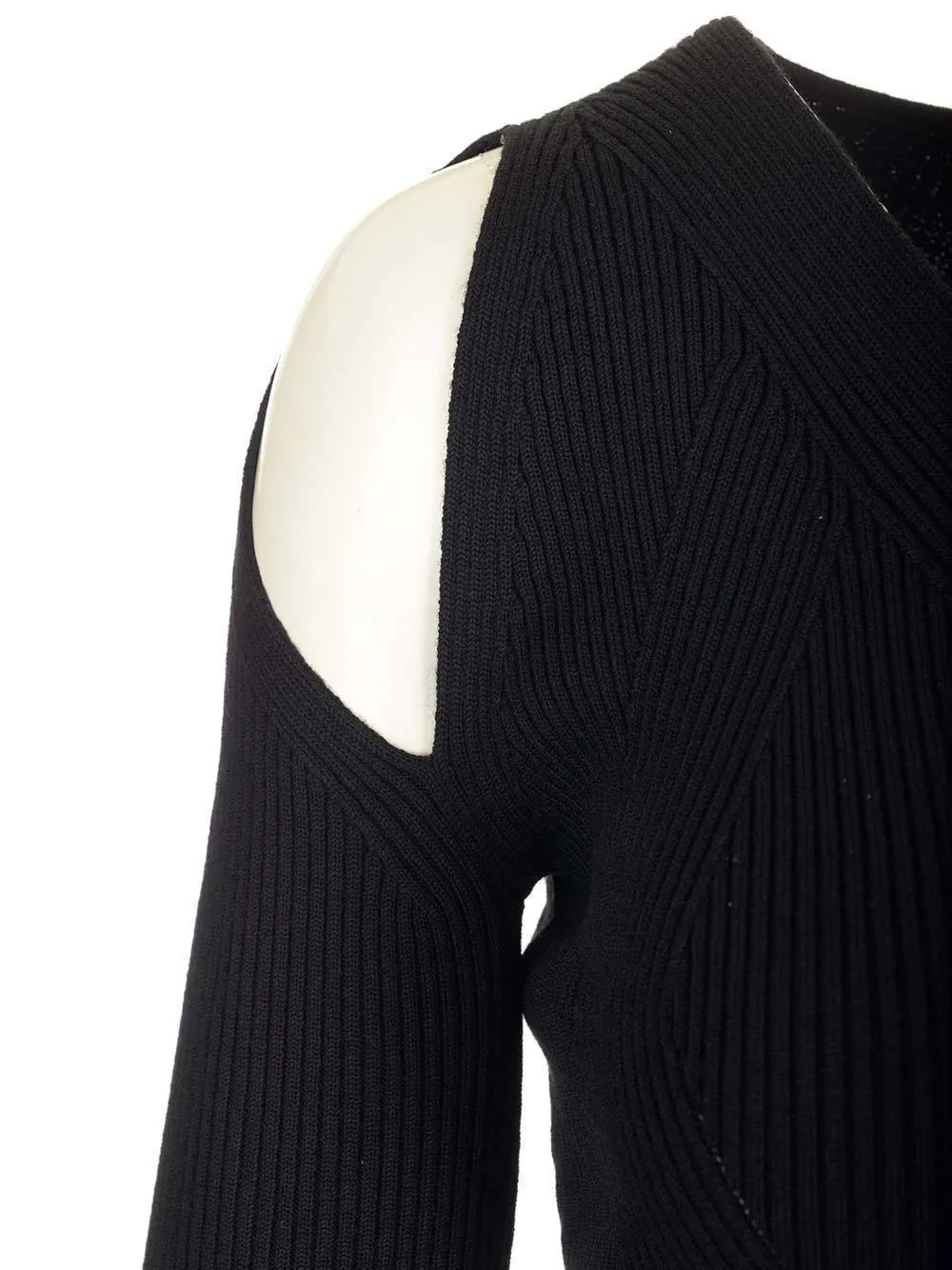 Wool Rib V-Neck Party-Style Top by alexander mcqueen