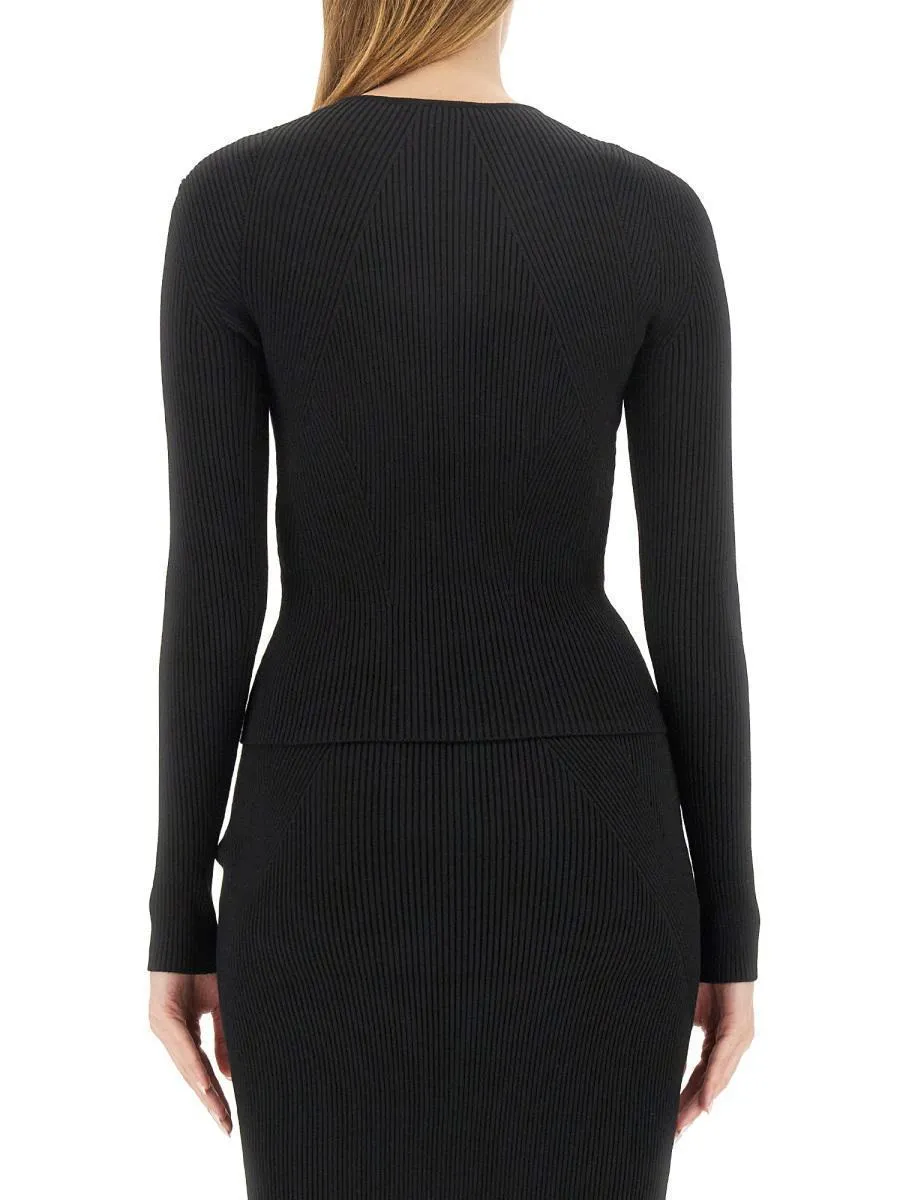 Wool Rib V-Neck Party-Style Top by alexander mcqueen