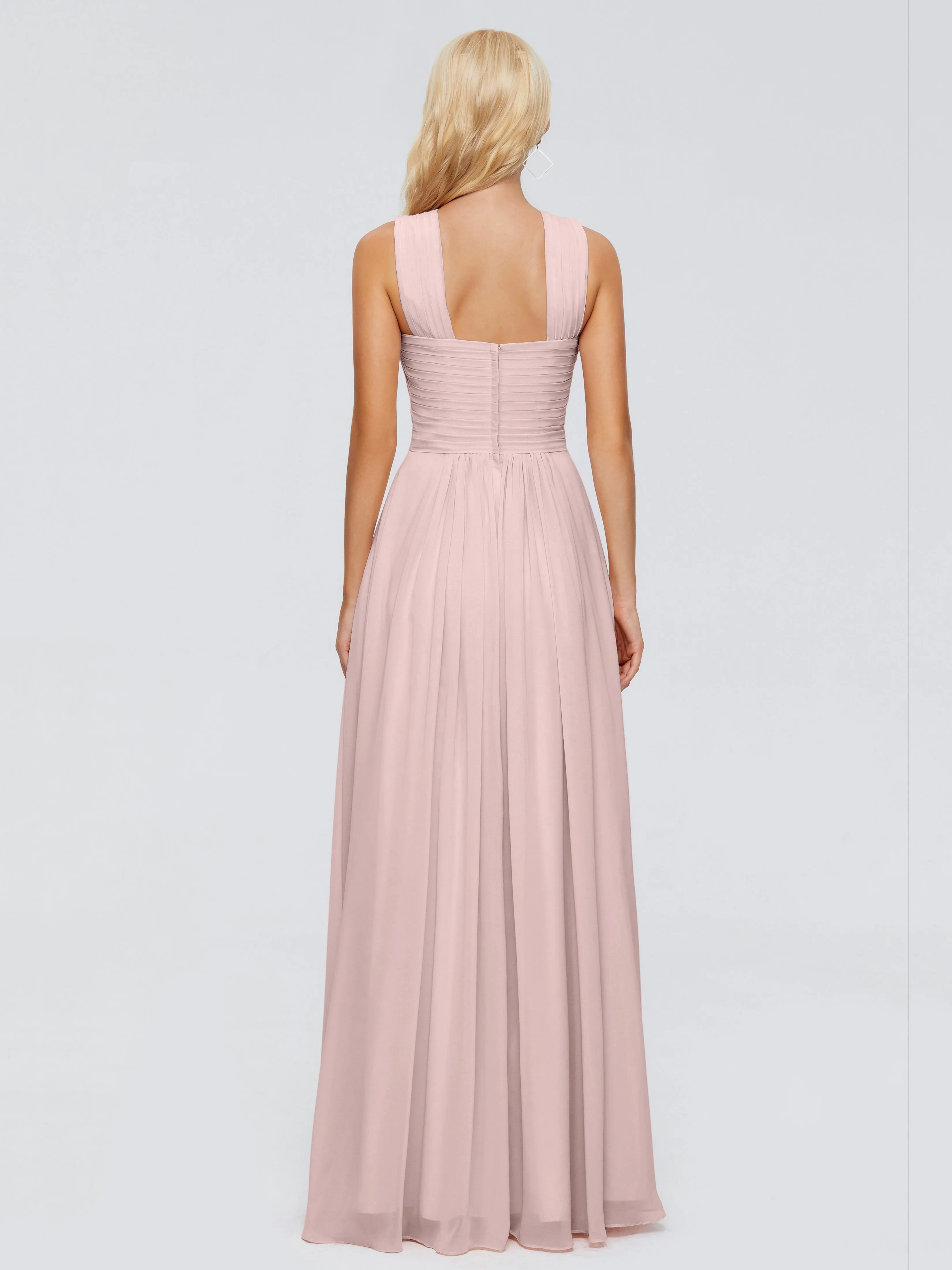 Aliyah Trapeze Chiffon Bridesmaid Dresses in POWDER_PINK