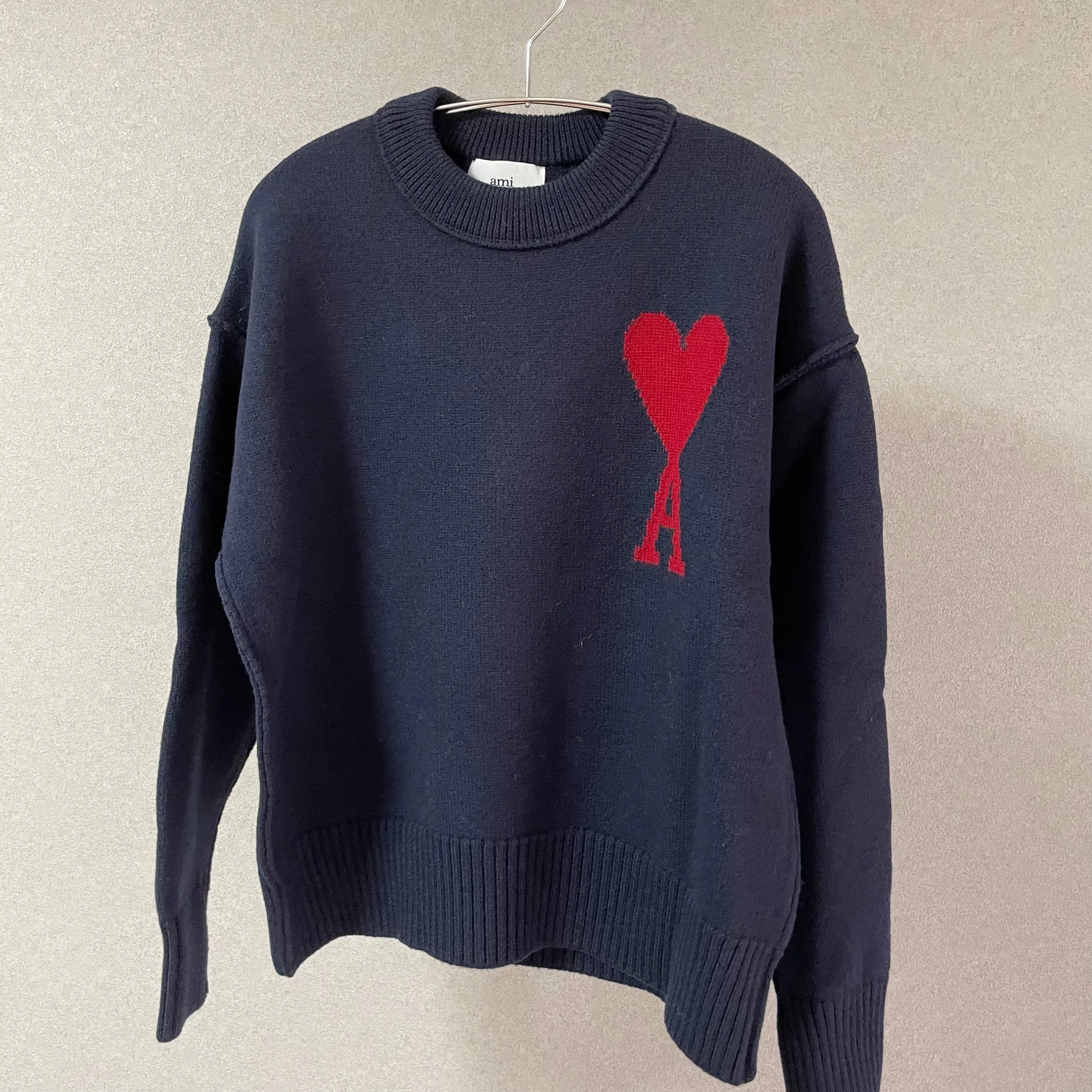 Unisex Wool Long Sleeve Top with Logo by AMI PARIS