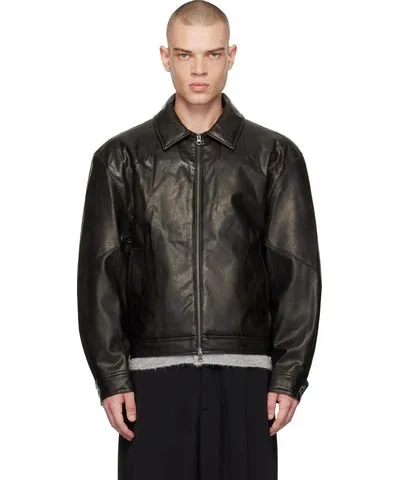 AMOMENTO Padded Black Faux Leather Jacket