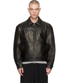 AMOMENTO Padded Black Faux Leather Jacket