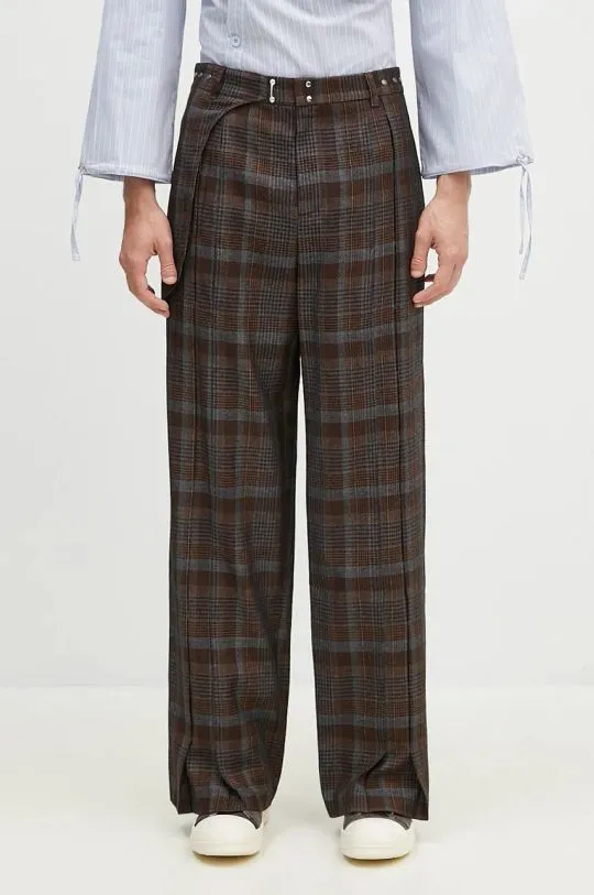 Brown Check Wrap Wool Trousers Soe by Andersson Bell