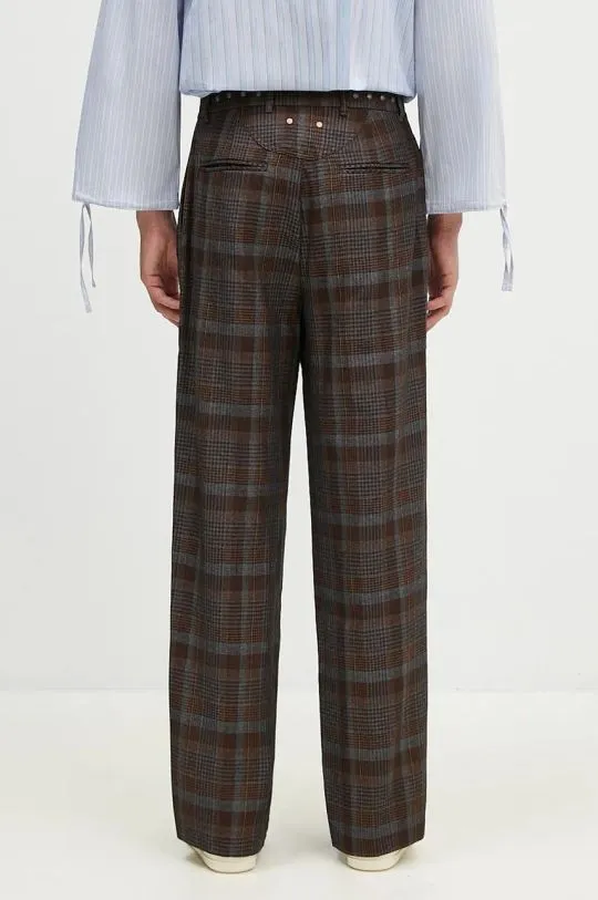 Brown Check Wrap Wool Trousers Soe by Andersson Bell