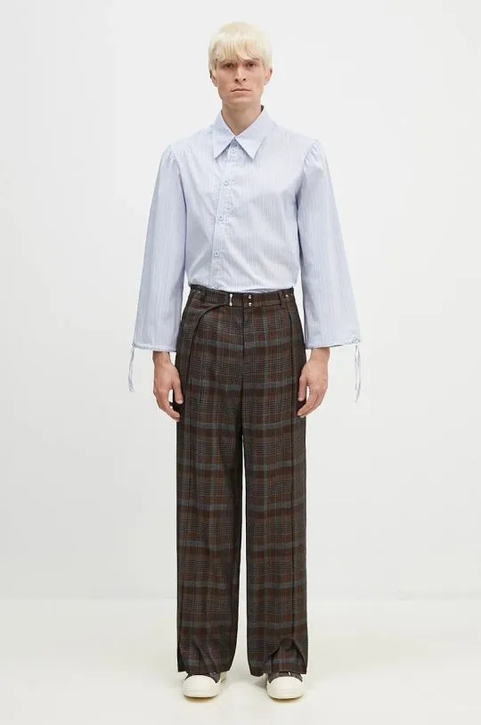 Brown Check Wrap Wool Trousers Soe by Andersson Bell