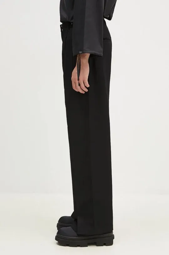 Andersson Bell Black Soe Twill Wool Wrap Trousers