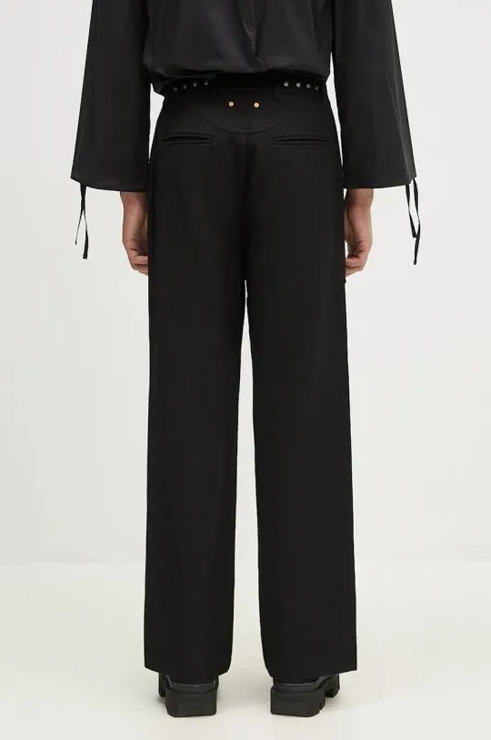 Andersson Bell Black Soe Twill Wool Wrap Trousers