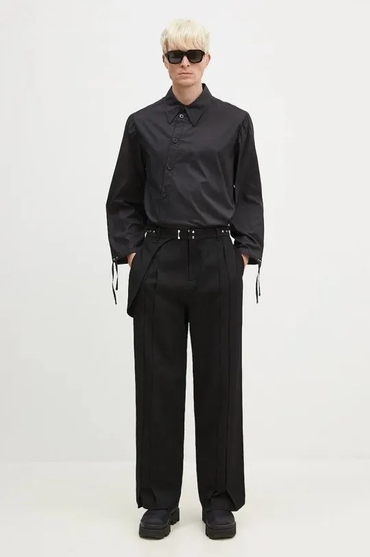 Andersson Bell Black Soe Twill Wool Wrap Trousers