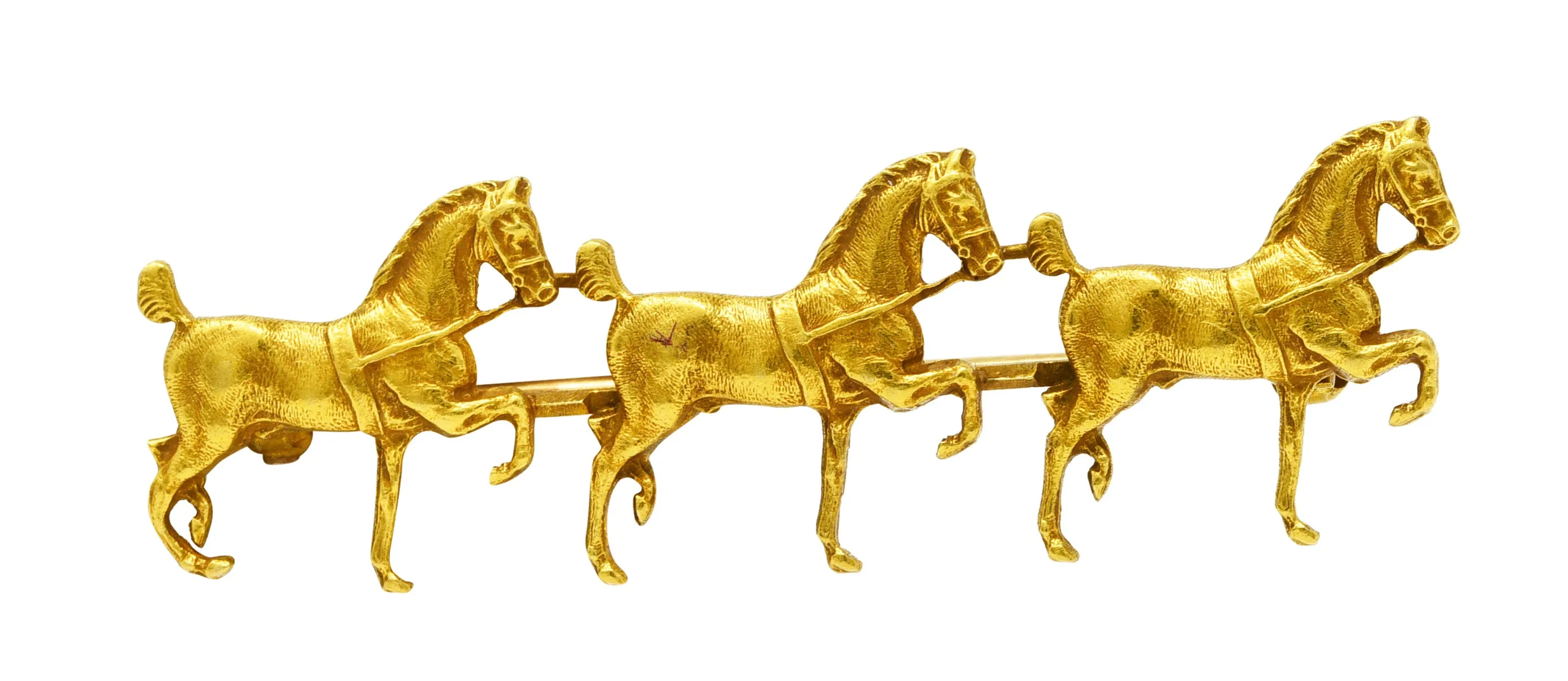 Edwardian Gold Horse Brooch Antique Sloan & Co. Yellow 14 Karat