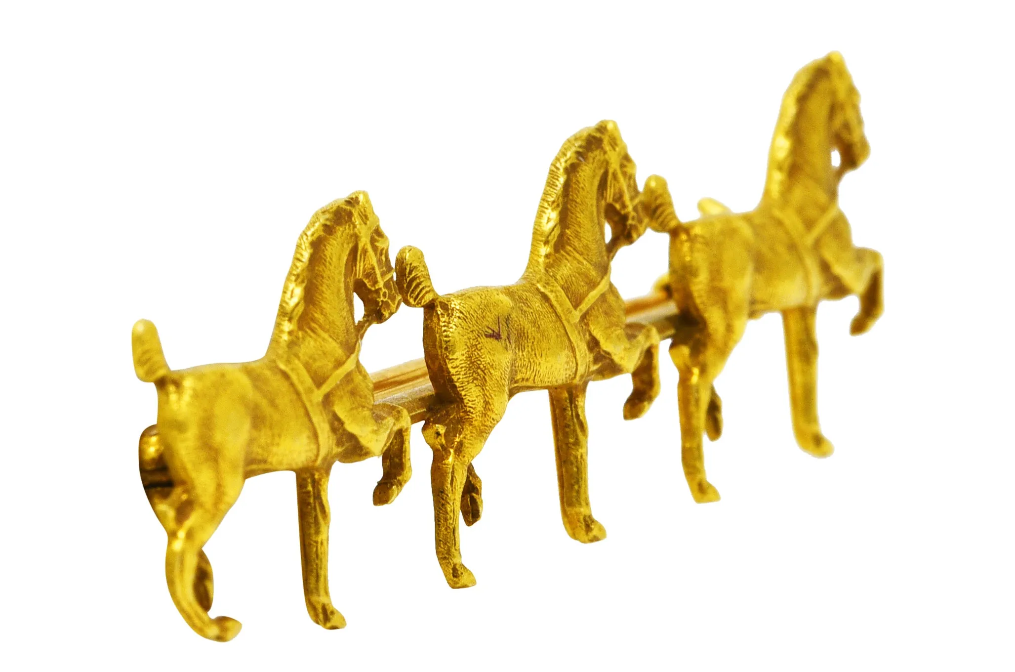 Edwardian Gold Horse Brooch Antique Sloan & Co. Yellow 14 Karat