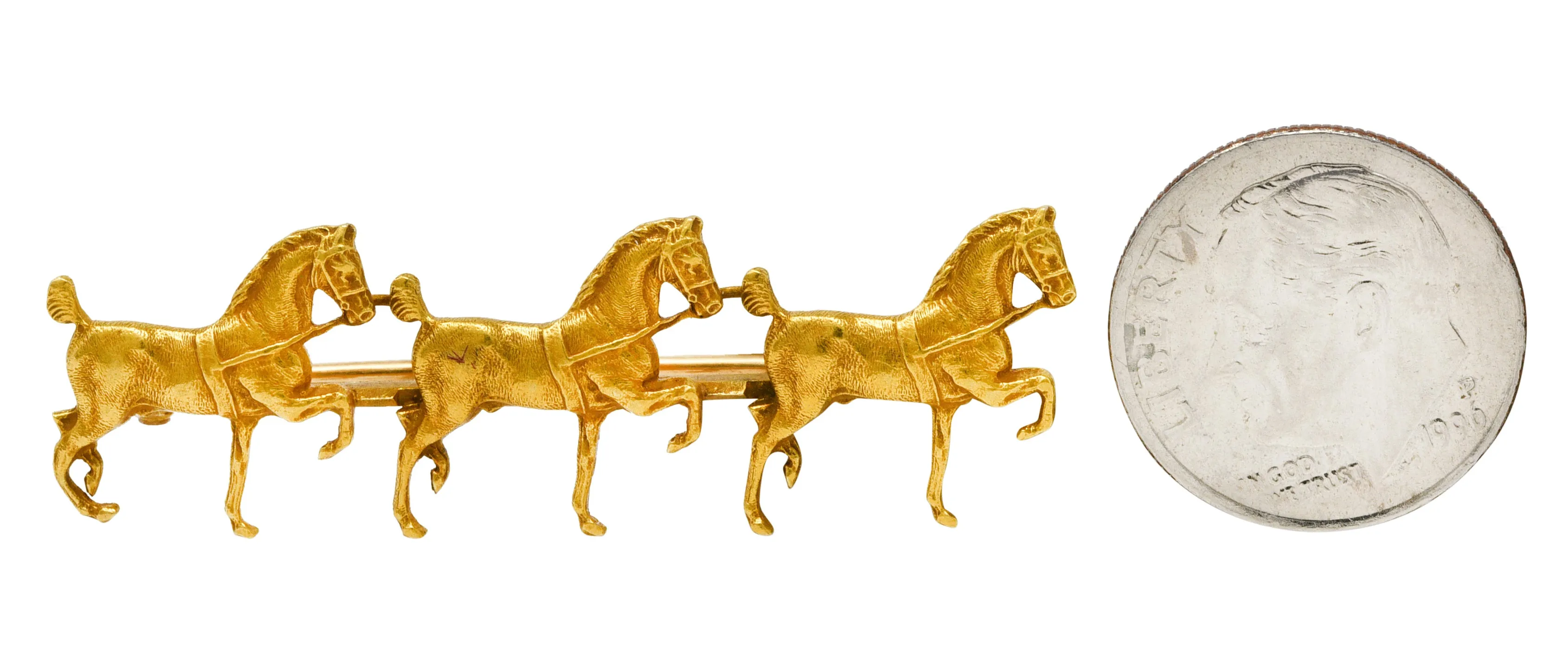 Edwardian Gold Horse Brooch Antique Sloan & Co. Yellow 14 Karat