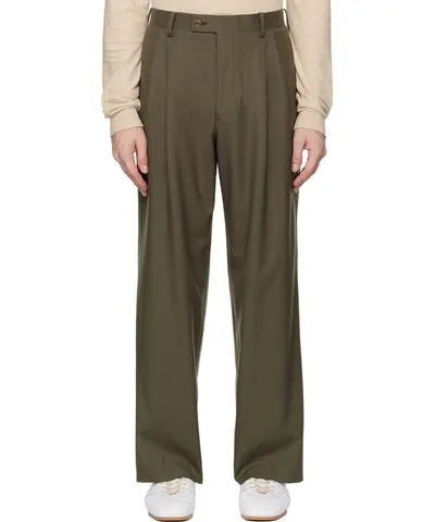 Khaki Super Fine Tropical Wool Trousers by AURALEE