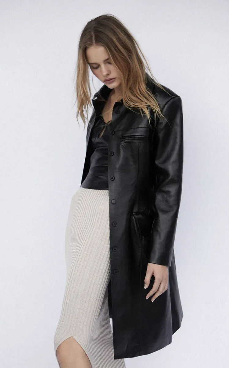 Aya Muse Pisa Vegan Leather Overcoat