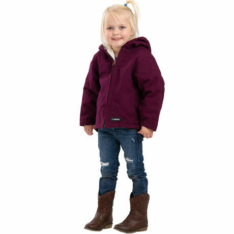 Girls Plum Washed Coat with Hood