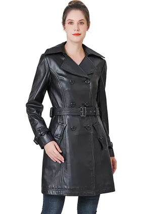 BGSD Ella Belted Lambskin Leather Trench Coat