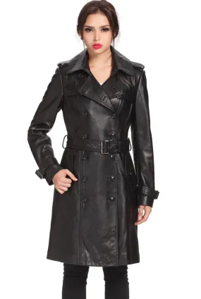 NOUR HAMMOUR Tamara Belted Leather Trench Coat