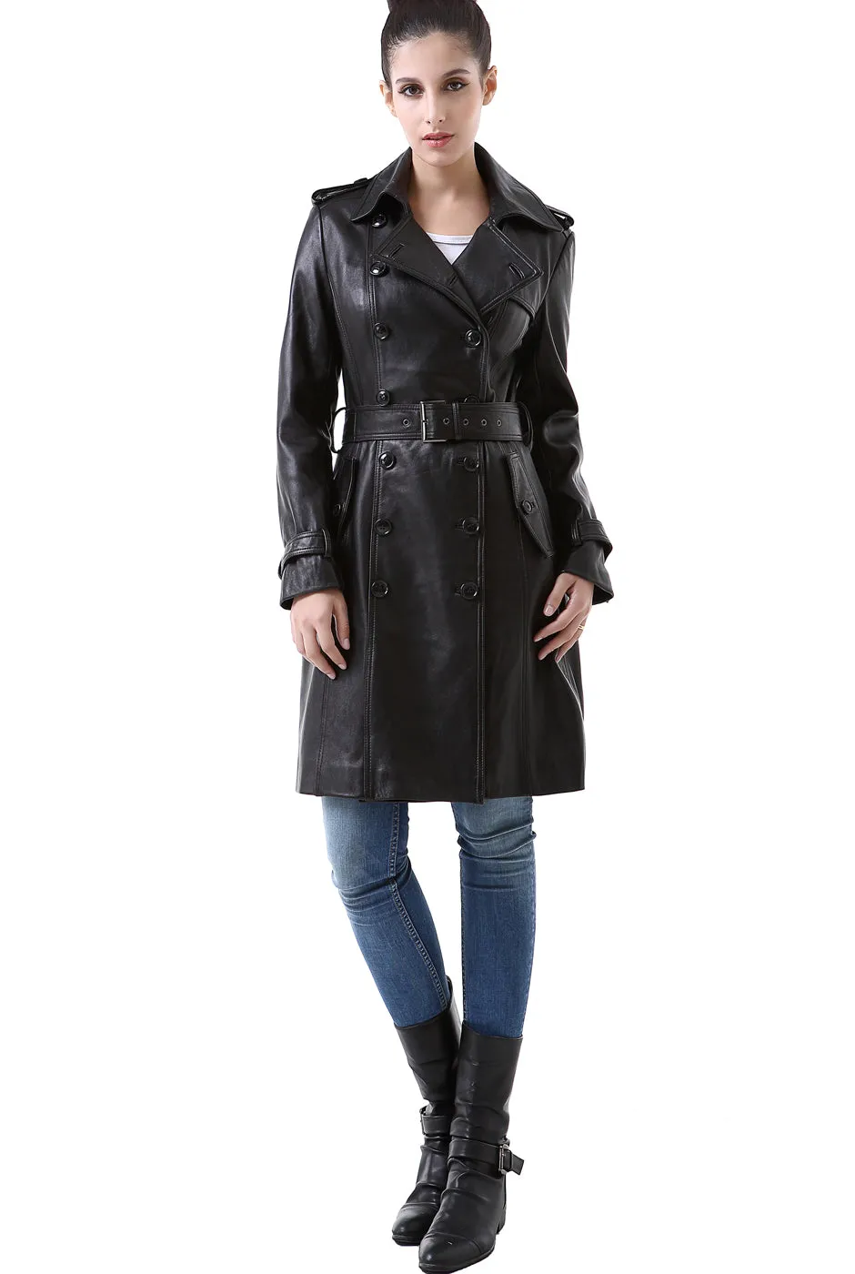 NOUR HAMMOUR Tamara Belted Leather Trench Coat