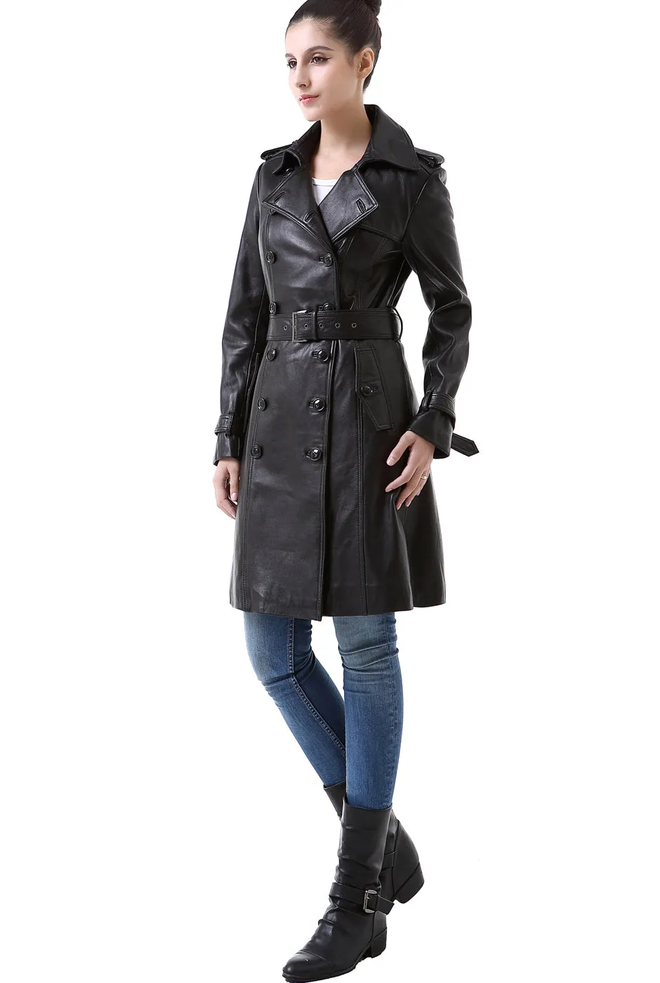 NOUR HAMMOUR Tamara Belted Leather Trench Coat