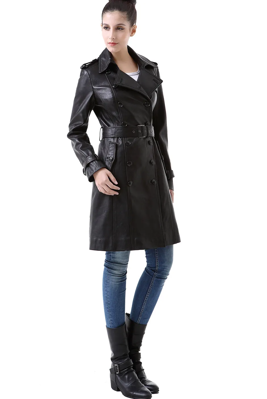 NOUR HAMMOUR Tamara Belted Leather Trench Coat