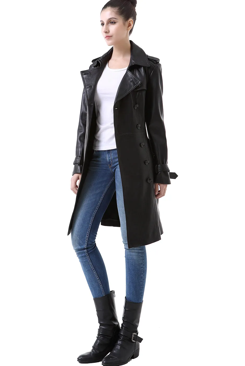 NOUR HAMMOUR Tamara Belted Leather Trench Coat