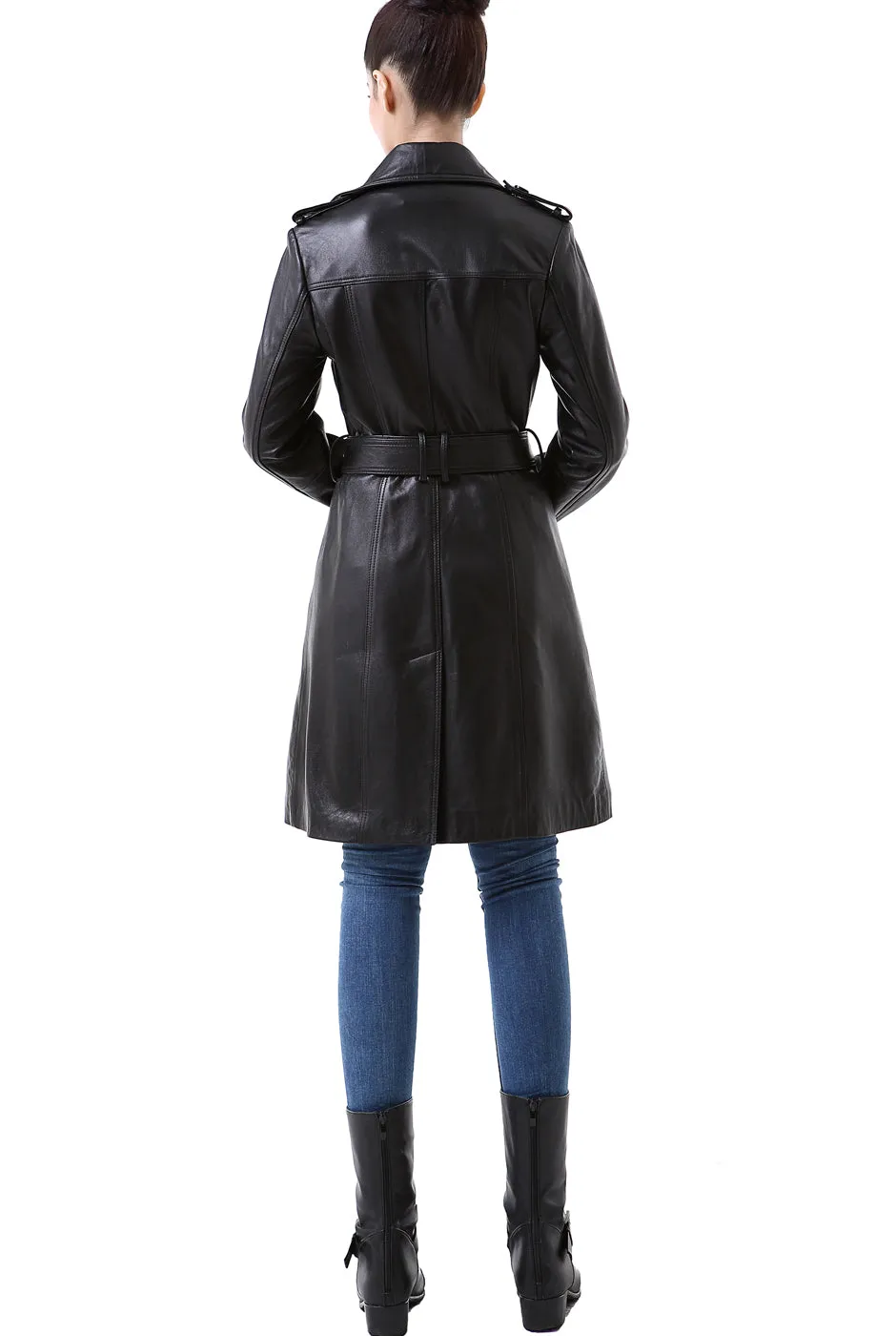 NOUR HAMMOUR Tamara Belted Leather Trench Coat