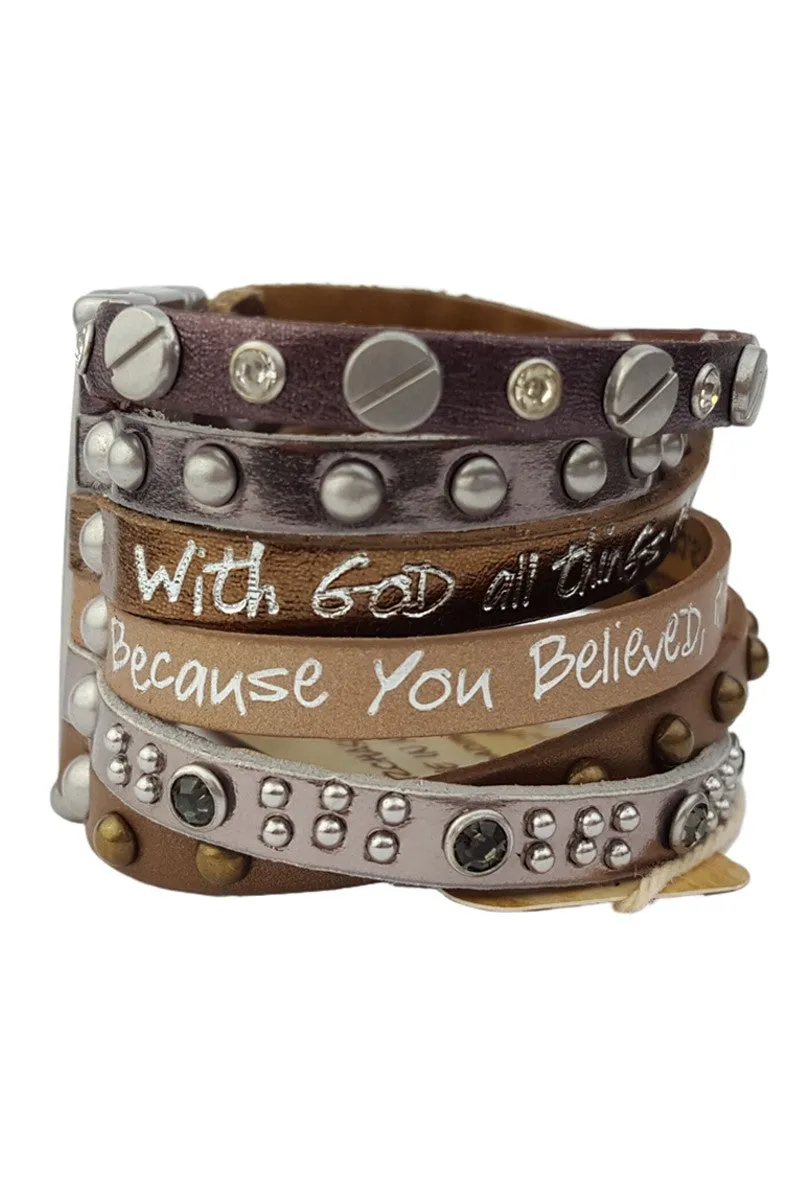 Leather Bracelet with Bible Verse