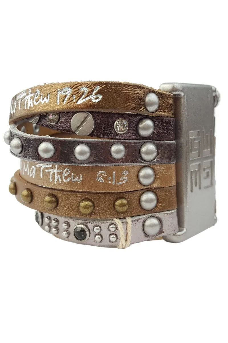 Leather Bracelet with Bible Verse