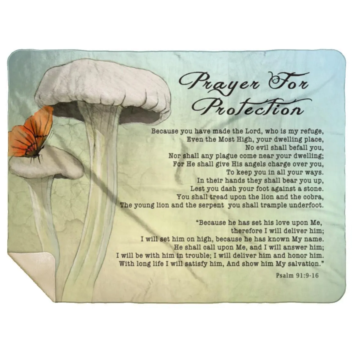 Bible Verse Sherpa Blanket - Psalm 91:1-8 - Protection Prayer - Misty 3 Design