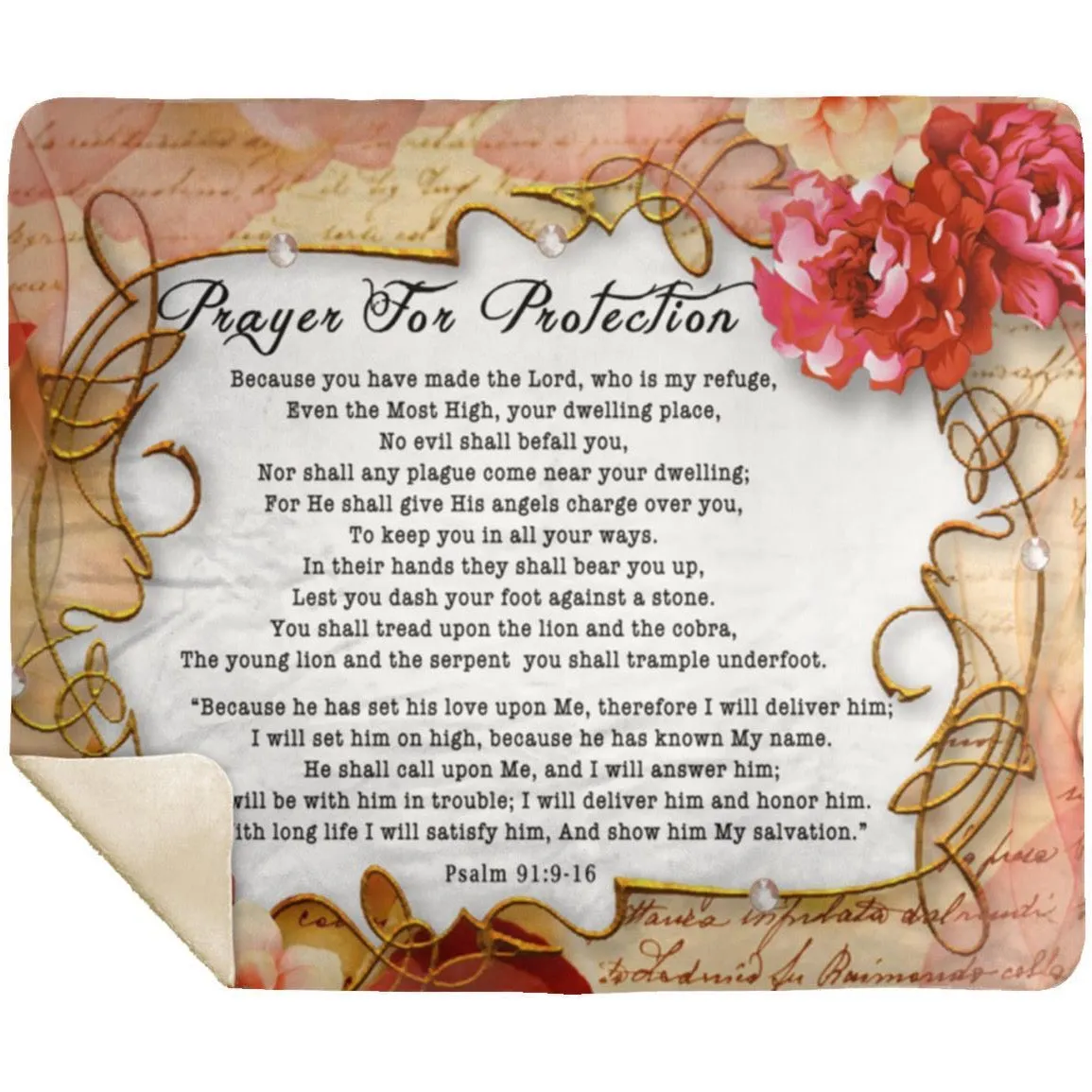 Bible blanket for protection Psalm 91:9-16 Flower Frame 2