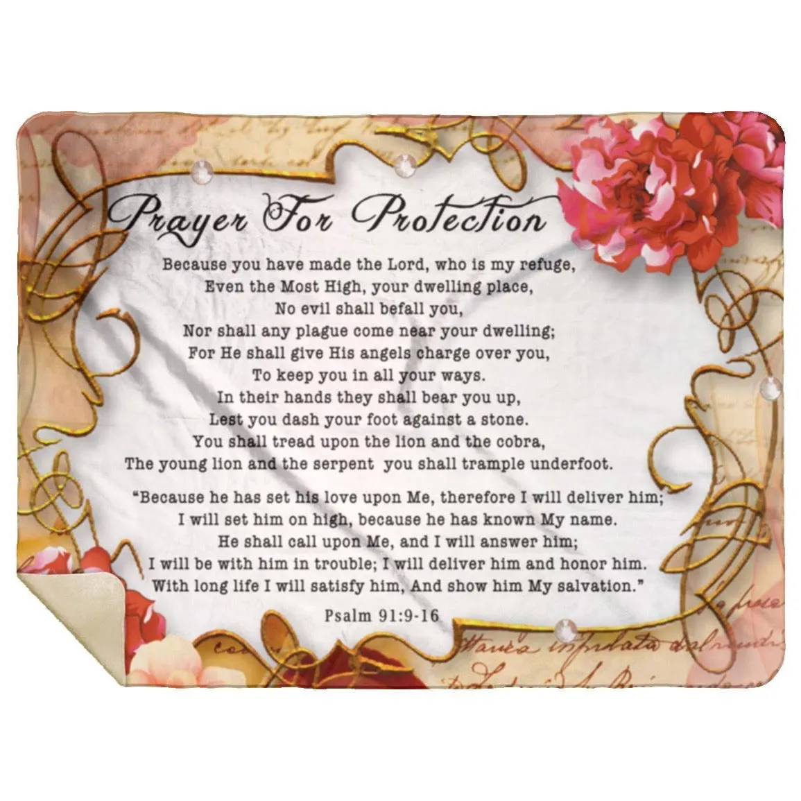 Bible blanket for protection Psalm 91:9-16 Flower Frame 2