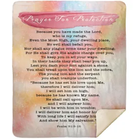 Bible Verses Premium Mink Sherpa Blanket - Prayer for Protection in Watercolour Design