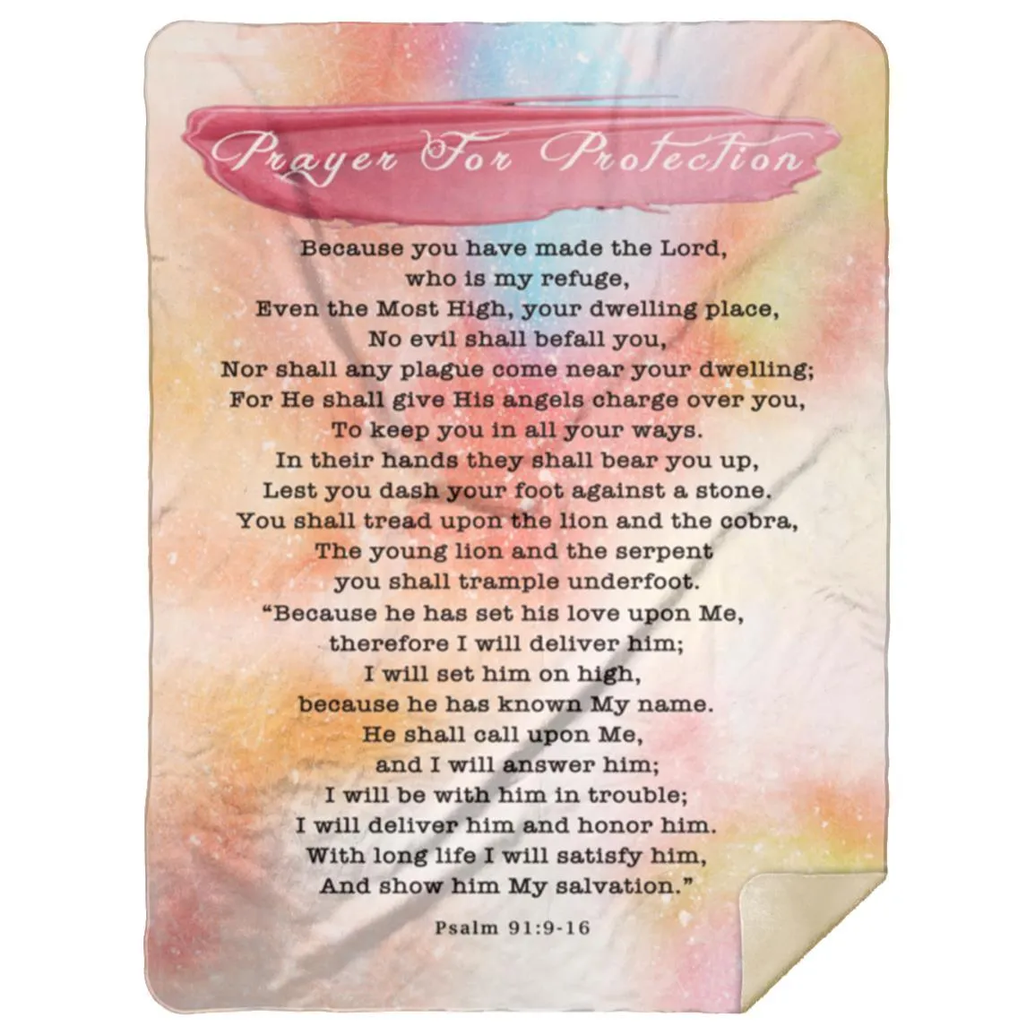 Bible Verses Premium Mink Sherpa Blanket - Prayer for Protection in Watercolour Design