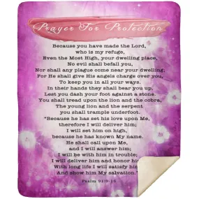 Bible Verses Premium Mink Sherpa Blanket - Prayer for Protection in Misty Design