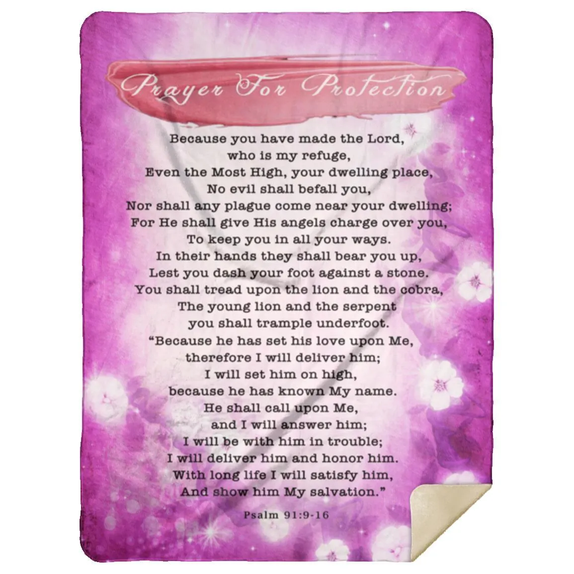 Bible Verses Premium Mink Sherpa Blanket - Prayer for Protection in Misty Design