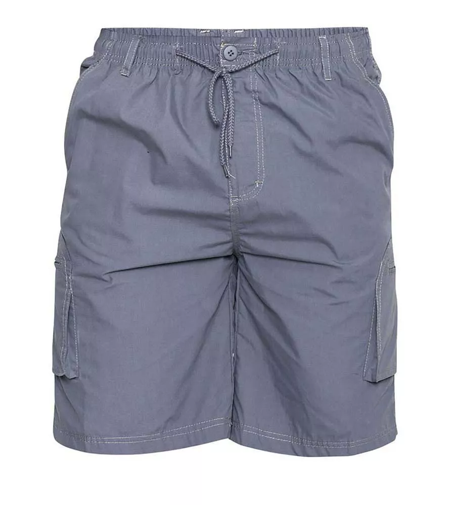 Big Mens Grey Cargo Shorts With Shaped Leg Pockets