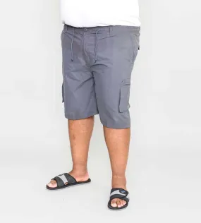 Big Mens Grey Cargo Shorts With Shaped Leg Pockets