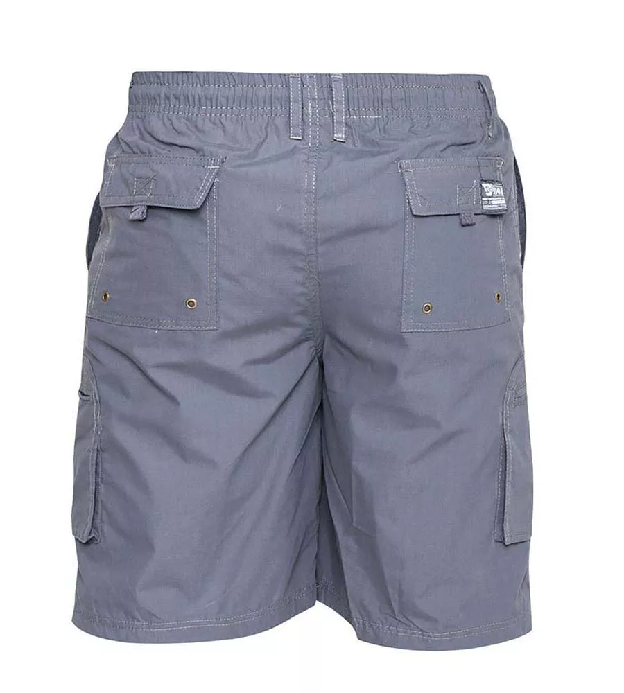 Big Mens Grey Cargo Shorts With Shaped Leg Pockets