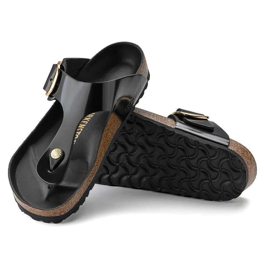 Black Leather Buckle Sandals