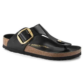 Black Leather Buckle Sandals